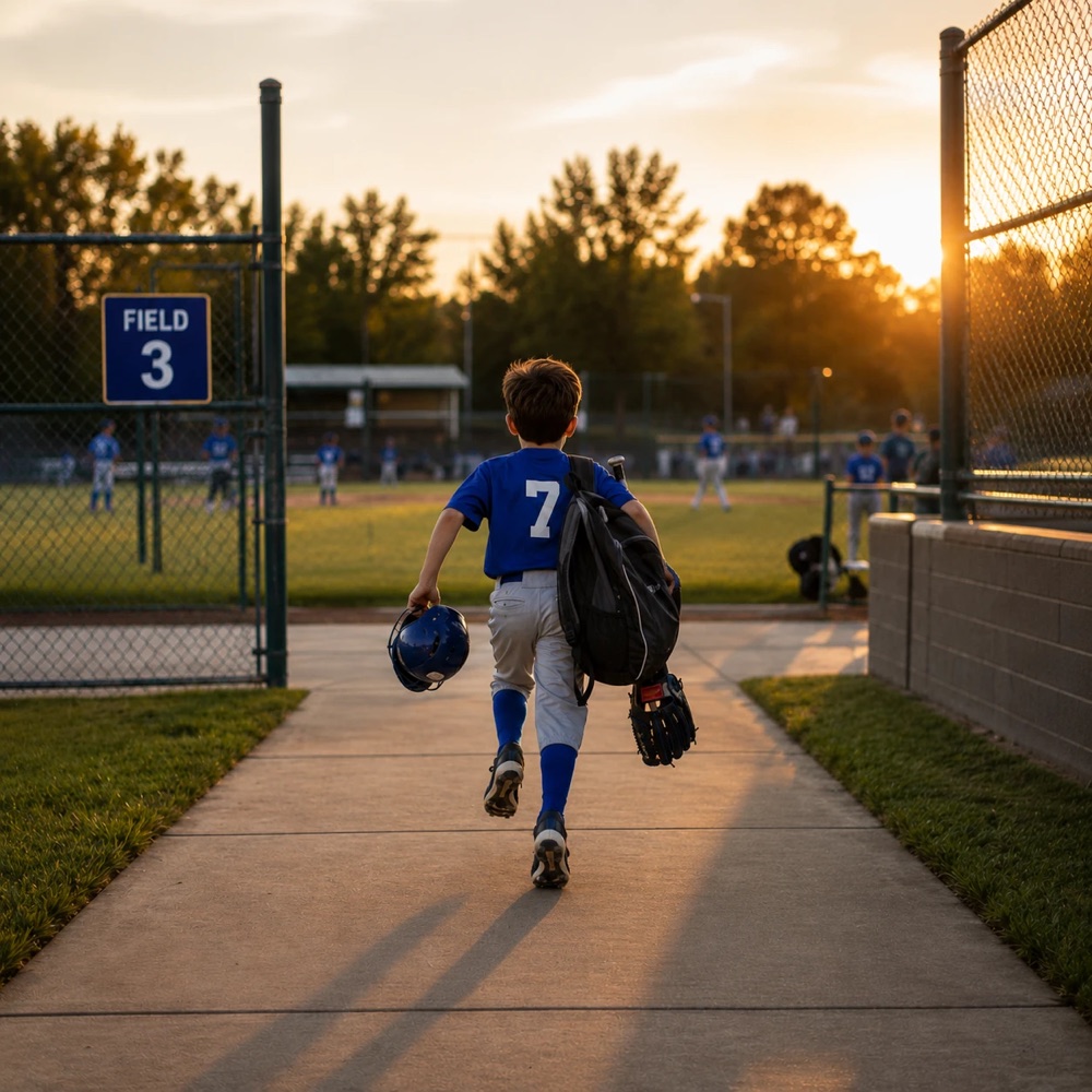 A young athlete heading to the field, cleared to play